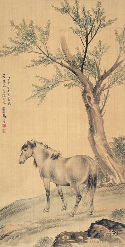 马晋 壬申(1932)年作 马 立轴 84×43cm
